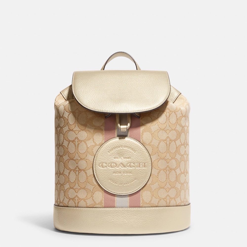 Dempsey Drawstring Backpack In Signature Jacquard With Coach Patch And Stripe - Picture 1 of 2